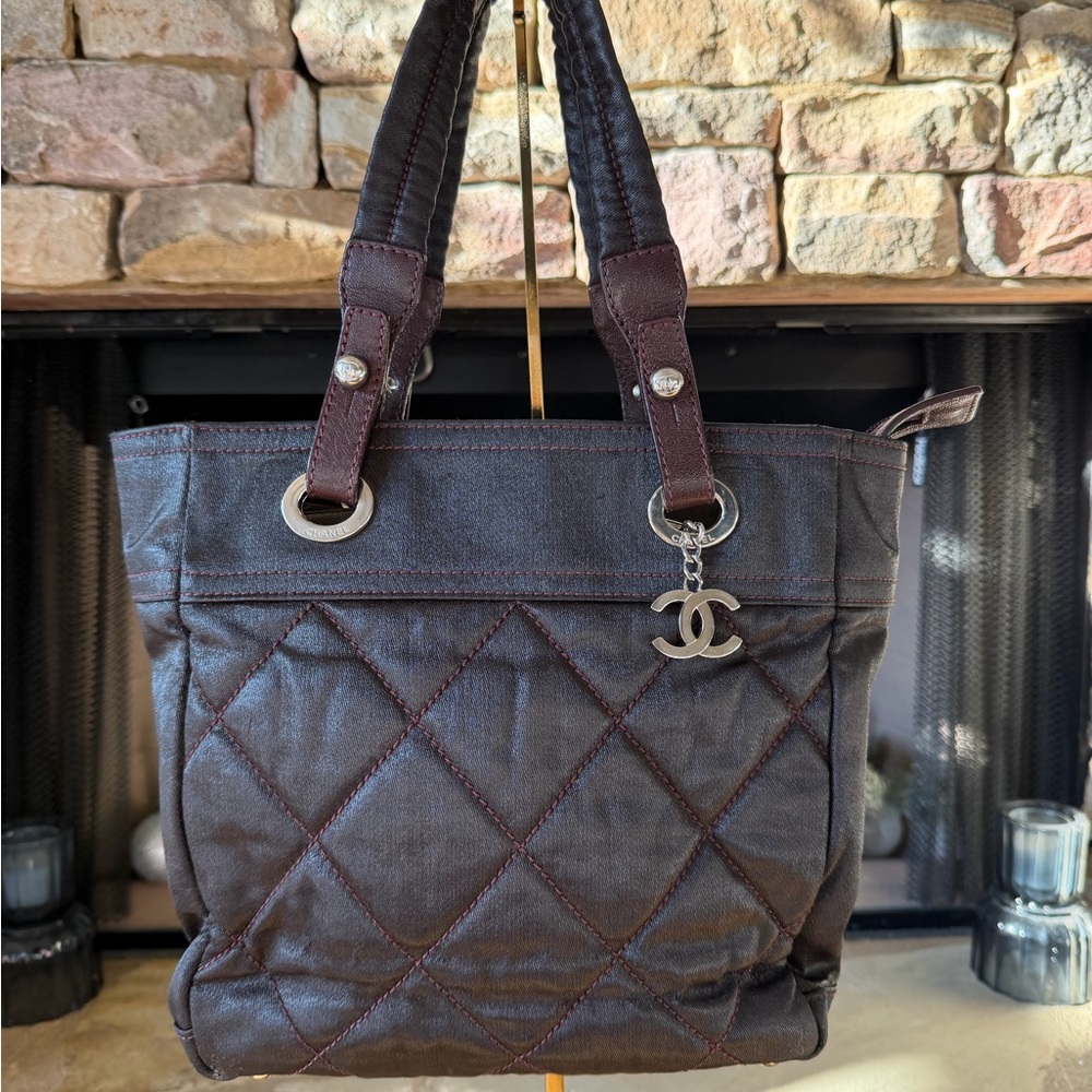 CHANEL Dark Plum Quilted Tote